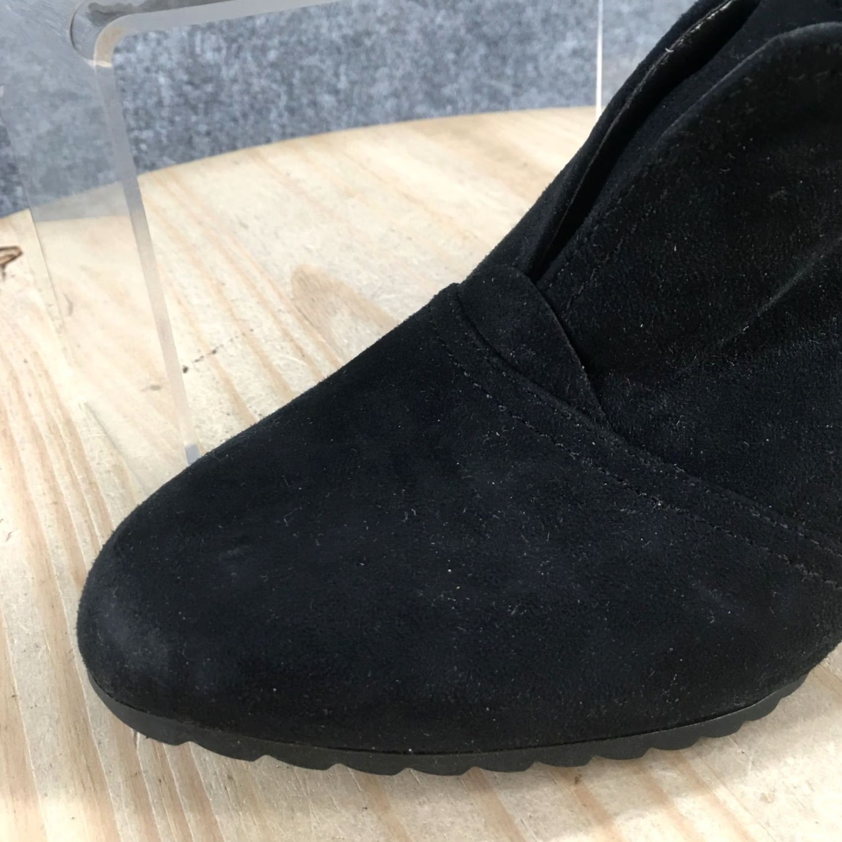 Vintage Lifestride Ankle Boots Womens 9M Black Suede Wedge Heel Casual Bootie Shoes Size US 9 / IT 39 - 4 Thumbnail