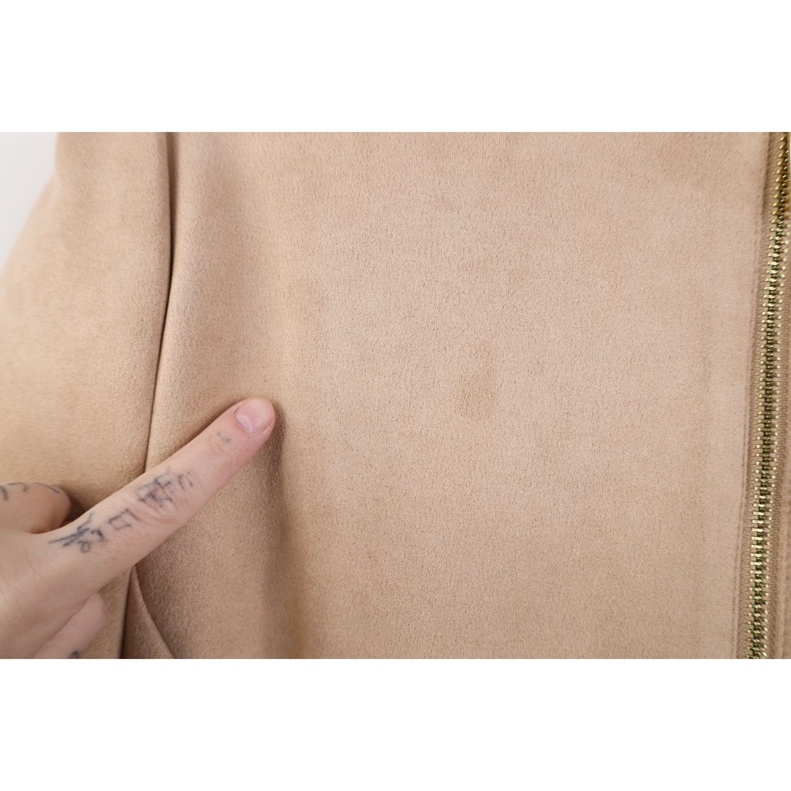 Calvin Klein Calvin Klein Beige Faux Scuba Suede Petal Sleeve Dress Size XL / US 12-14 / IT 48-50 - 12 Thumbnail