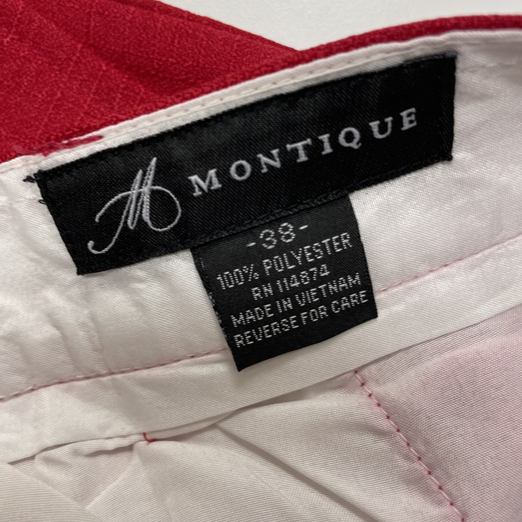 Other Vtg Montique SHINY RED TEXTURED Christmas Dress Pants Size US 38 / EU 54 - 6 Thumbnail