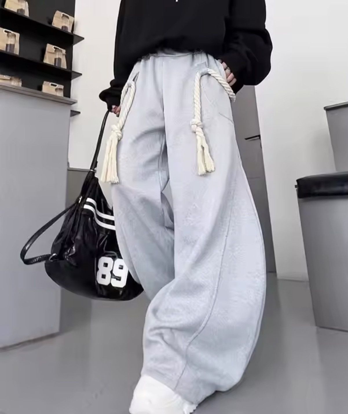 Japanese Brand Archive Grey Oversized Rope Sweatpants Size US 31 - 7 Thumbnail