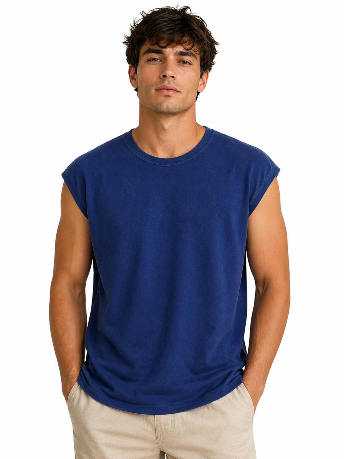 Fruit Of The Loom Fruit of the Loom Platinum Navy Blue Muscle Shirt Size US XXL / EU 58 / 5 - 1 Thumbnail