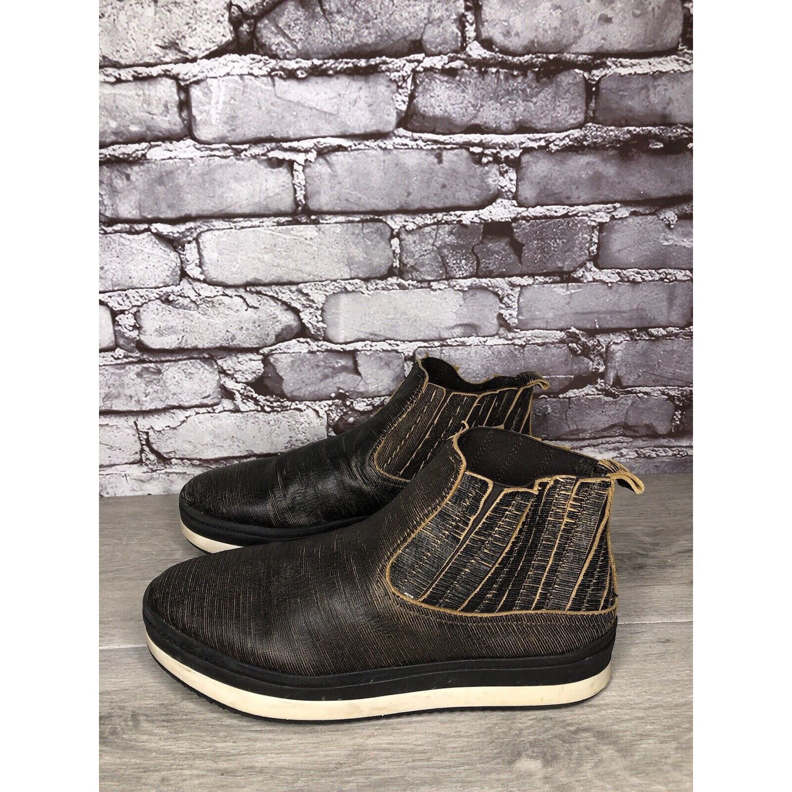 Free People Free People Black Leather Distressed Chelsea Booties Boots W Size US 10.5 / IT 40.5 - 16 Thumbnail