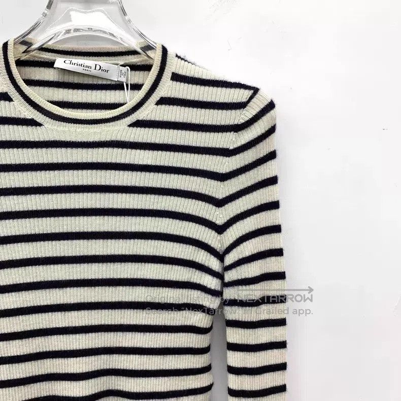 Dior Dior Color-blocked striped bee embroidery cashmere round-n Size XXS / US 00 / IT 34 - 3 Thumbnail