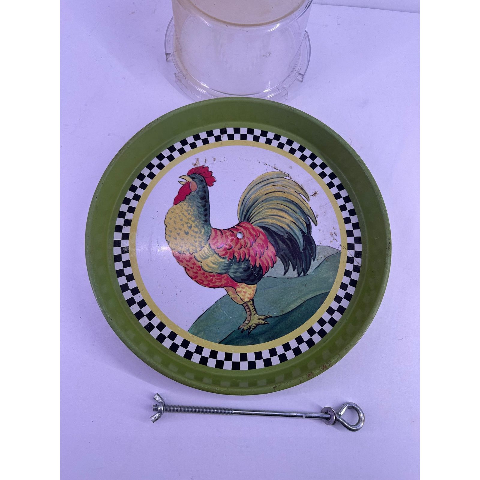 & Other Stories Vintage Metal Rooster Chicken Off Ground 12” Round Feeder Size ONE SIZE - 2 Thumbnail