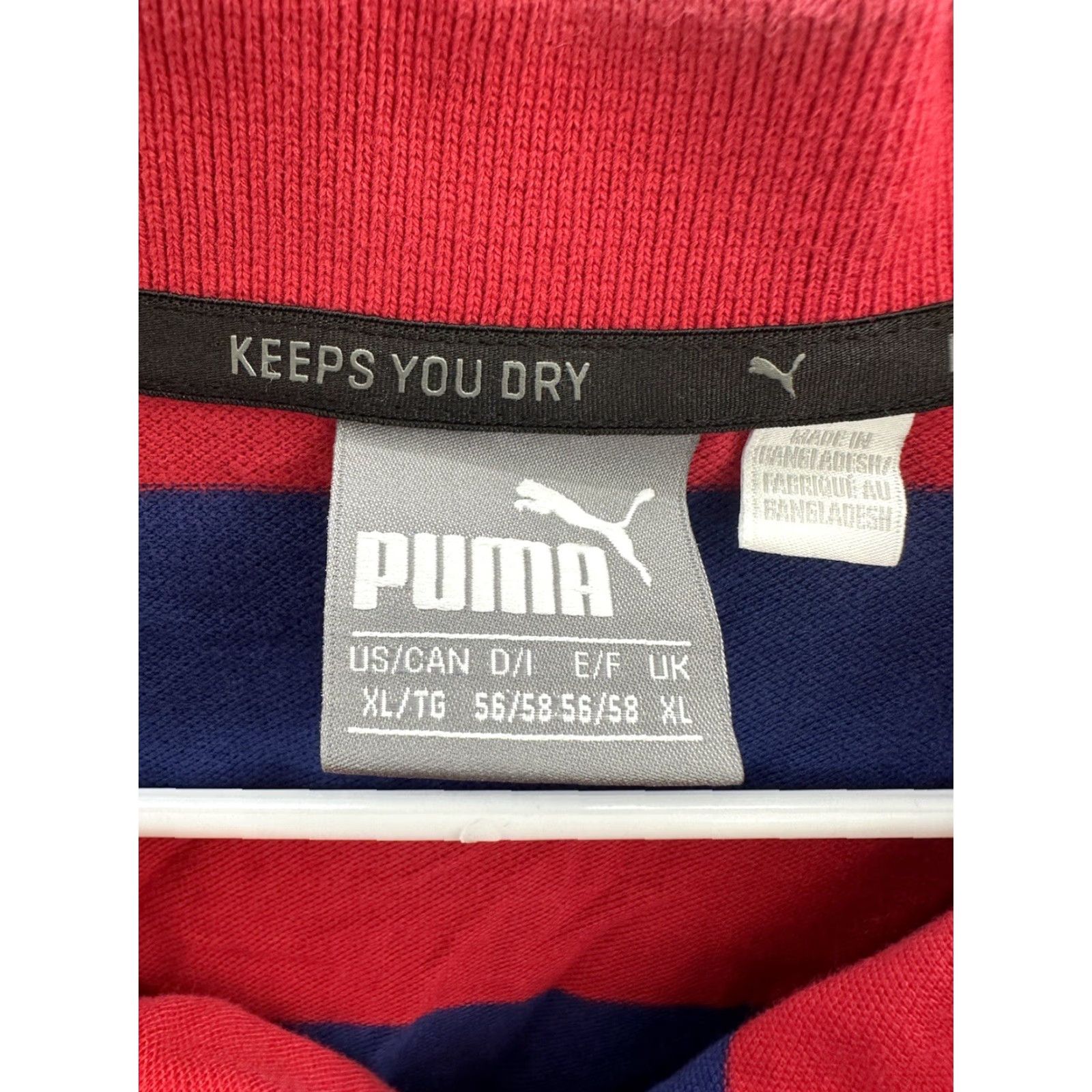 Puma Puma Mens Polo Shirt XL Blue Red Striped Short Sleeve Collared Polo Shirt Regular Fit Men's Polo Shirt - 100% Cotton, Machine Washable Size US XL / EU 56 / 4 - 4 Thumbnail