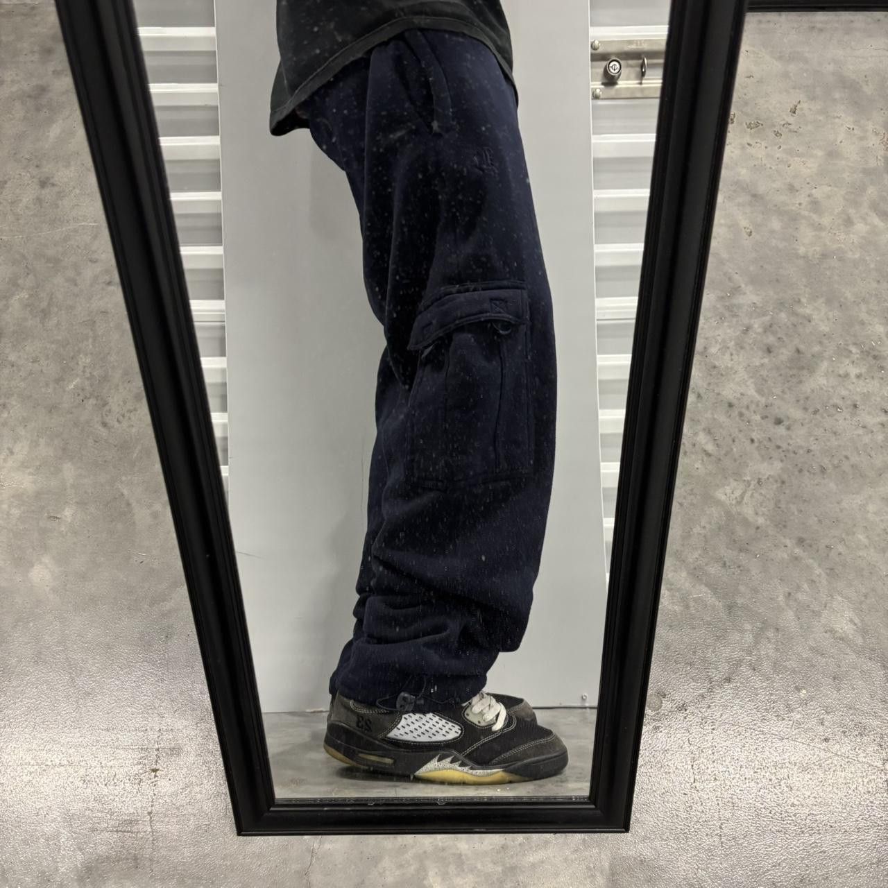 Japanese Brand × Vintage Crazy Vintage Y2K/2000s Baggy Navy Blue Skater Style Cargo Sweatpants! Size US 30 / EU 46 - 2 Thumbnail