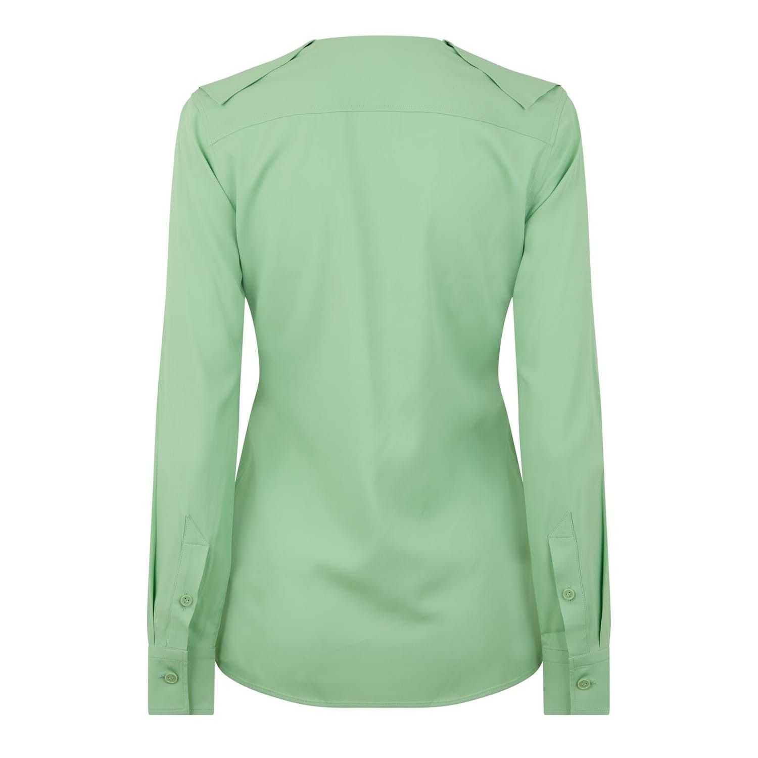 Bottega Veneta Bottega Veneta V-Neck Long Sleeve Regular Fit Shirt in Green Size XS / US 0-2 / IT 36-38 - 2 Thumbnail