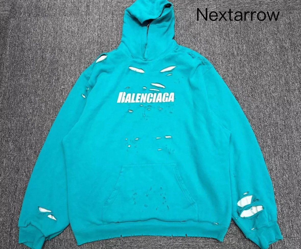 Balenciaga Balenciaga Lake Green Big Destruction Hoodie2412-Nextarrow Size US L / EU 52-54 / 3 - 1 Thumbnail