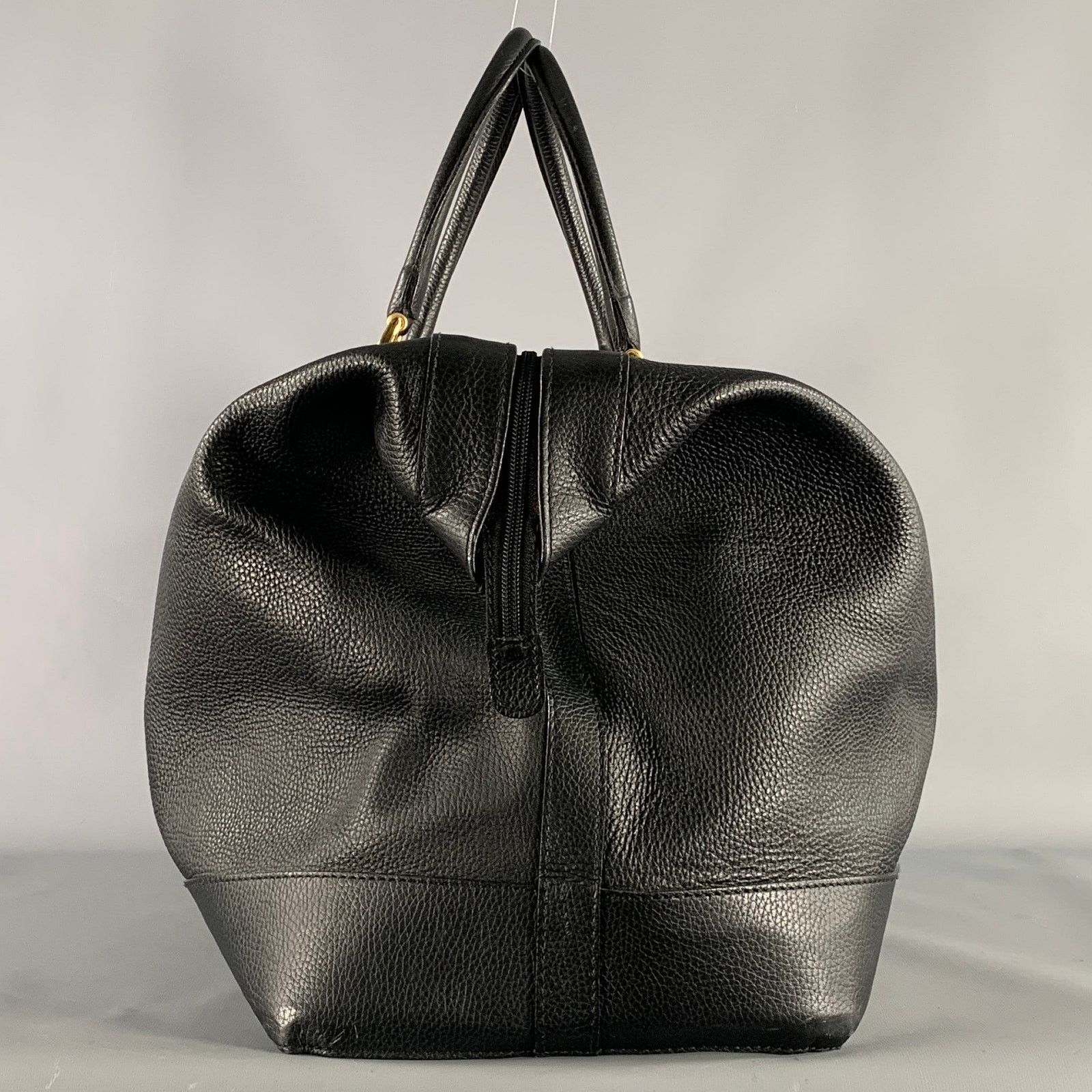 Barneys New York BARNEYS NEW YORK Black Gold Crackled Leather Duffle Bags Size ONE SIZE - 5 Thumbnail