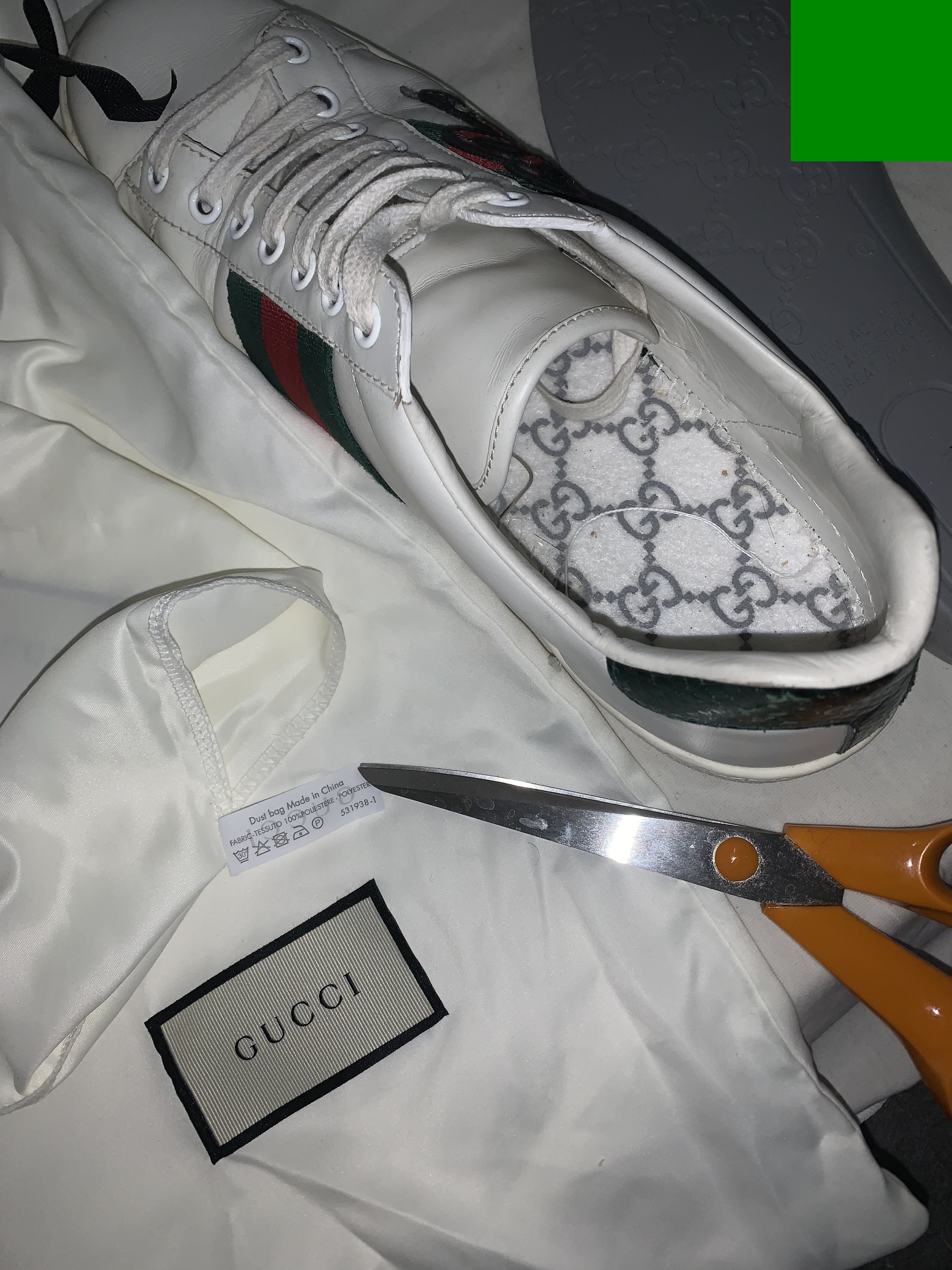 Gucci Gucci Ace Watersnake-Trimmed Appliquéd Leather Sneakers Size US 8 / EU 41 - 5 Thumbnail