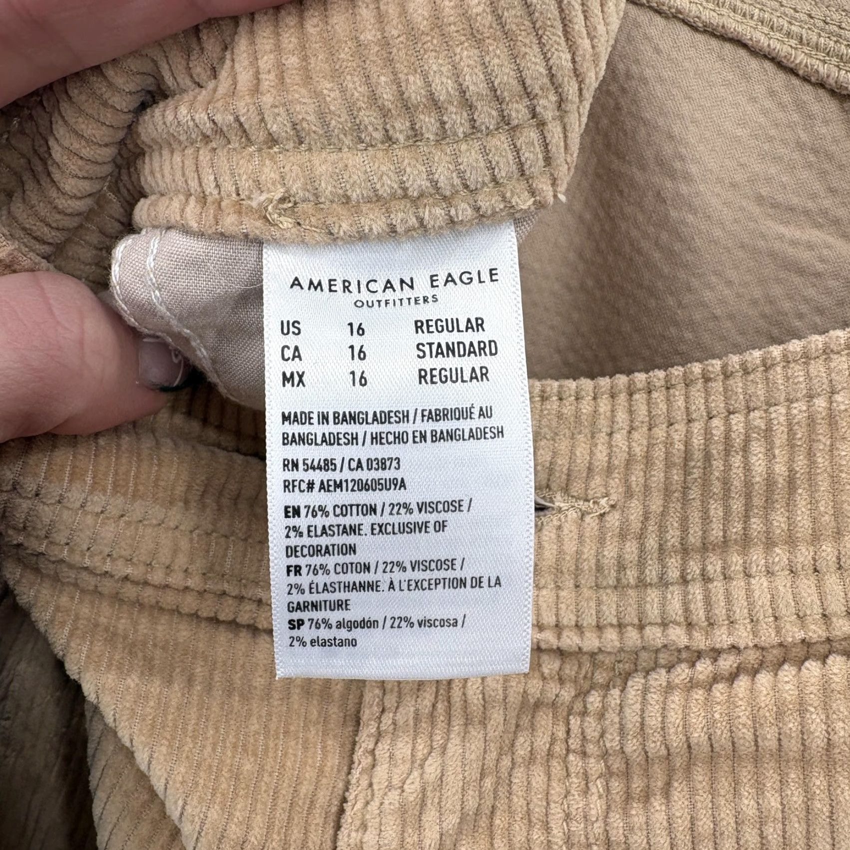 American Eagle Outfitters VINTAGE American Eagle Pants Womens 16 Beige Corduroy Super High Rise Wide Leg Cargo Y2K Size 38" / US 16 / IT 52 - 6 Thumbnail