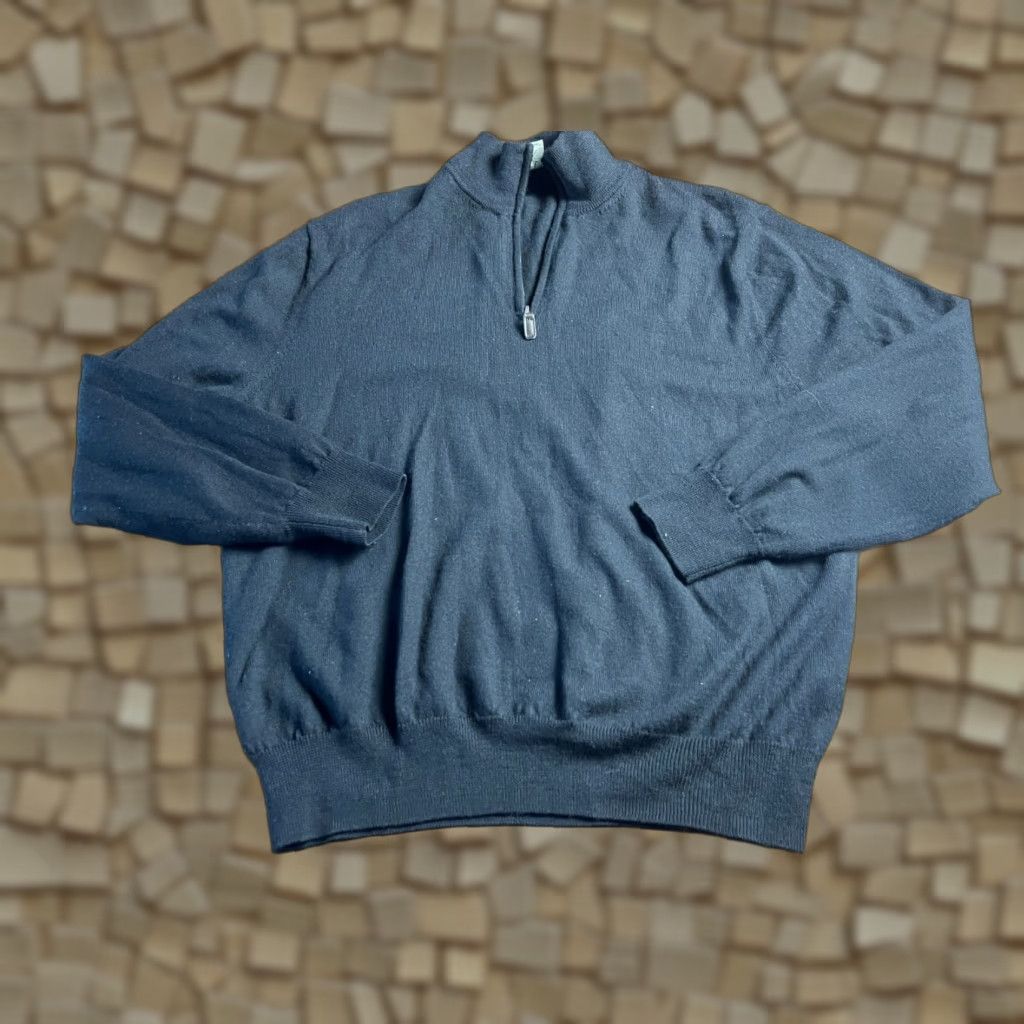Jos. A. Bank Jos. A. Bank Sweater Mens Large Black 1/4 Zip Merino Wool Regular Fit Pullover - 1/4 Zip, Long Sleeve, Casual, Free Return, Solid, Runs slightly small Size US L / EU 52-54 / 3 - 1 Thumbnail