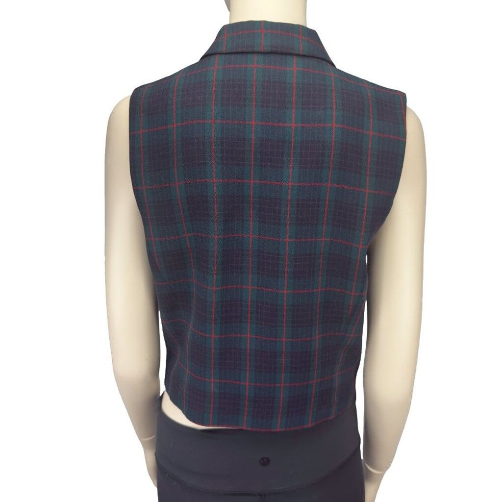 Vintage VINTAGE Academia Tartan Plaid Vest Waistcoat Green Blue Sz S Size XS / US 0-2 / IT 36-38 - 5 Thumbnail