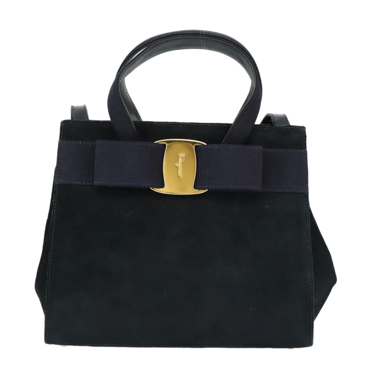 Salvatore Ferragamo Navy Suede Handbag (Pre-Owned) Size ONE SIZE - 1 Thumbnail