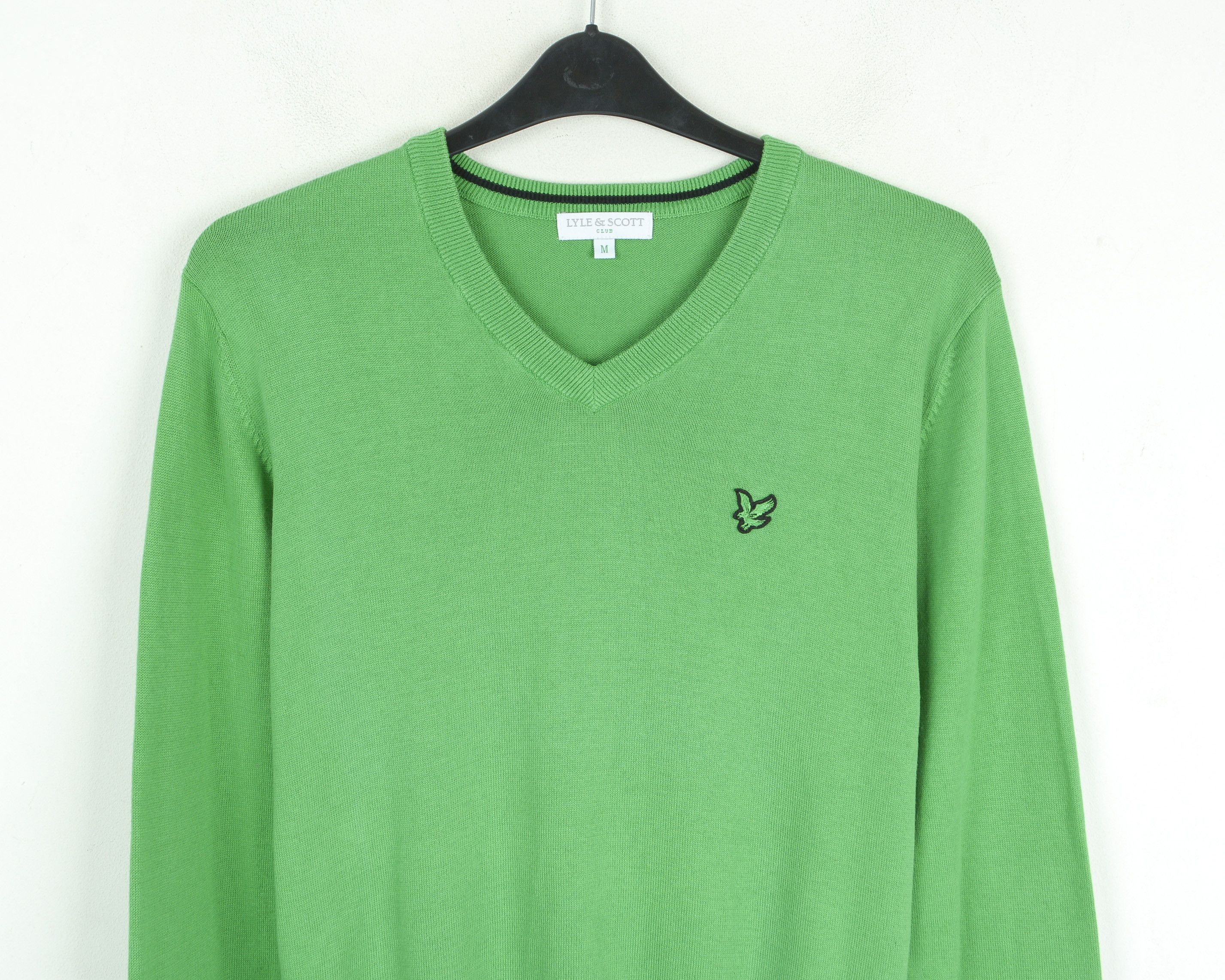 Lyle & Scott Men's Jumper M Pullover Sweater V neck Knit Cotton Green Size US M / EU 48-50 / 2 - 2 Thumbnail