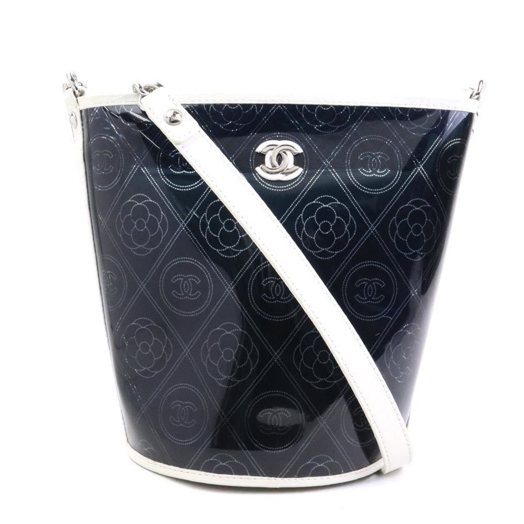Chanel CHANEL Camellia Leather Shoulder Bag, Black and White, Women's, 90161i Size ONE SIZE - 1 Thumbnail
