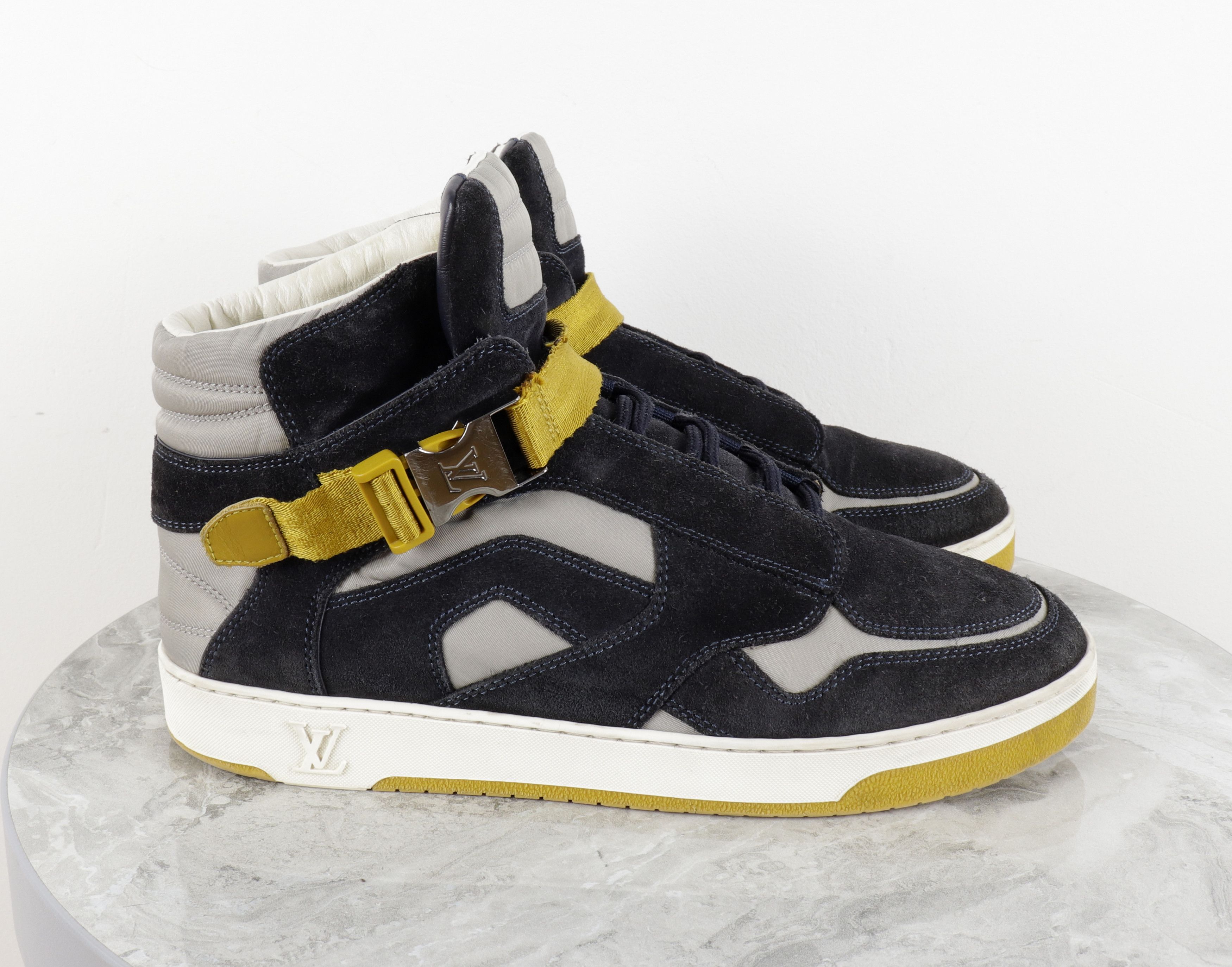 Louis Vuitton Louis Vuitton Suede Nylon Navy Blue High Top Sneakers Size US 7 / EU 40 - 1 Thumbnail