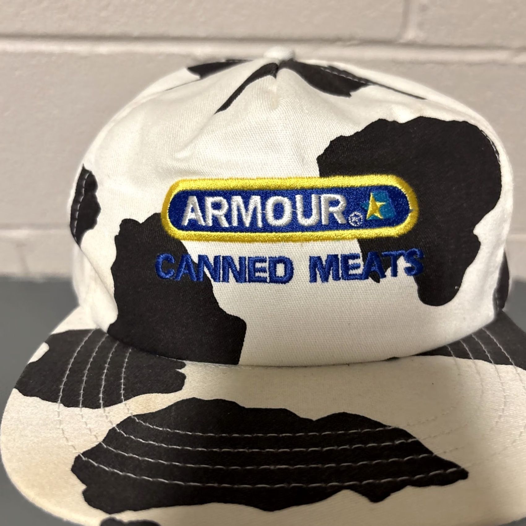 Vintage Armour Canned Meats Holstein Pattern Hat USA One Size Mens Size ONE SIZE - 3 Thumbnail
