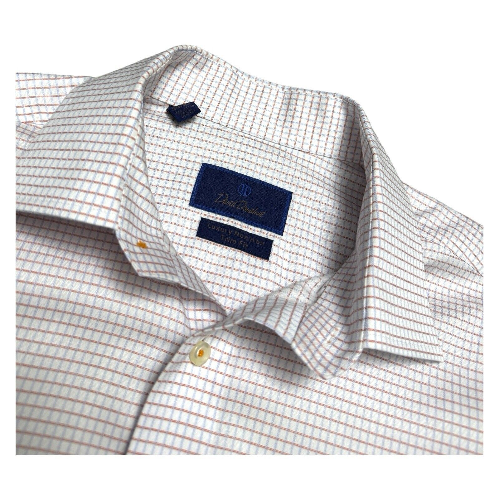 David Donahue DAVID DONAHUE Luxury Non Iron Trim Fit Plaid Dress Shirt Size US L / EU 52-54 / 3 - 2 Thumbnail