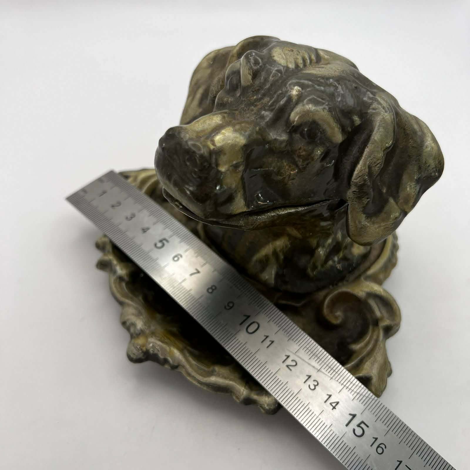 Vintage Heavy Vintage Brass Dog Head Ashtray Sculptural Size ONE SIZE - 2 Thumbnail