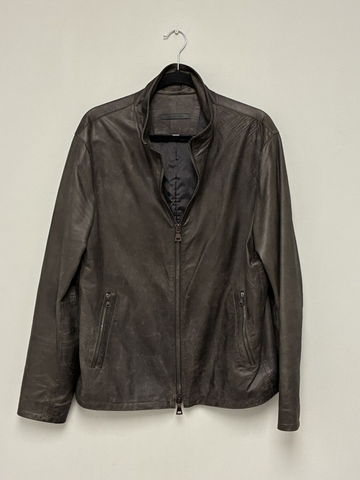 John Varvatos Funnel Neck Leather Jacket EU 52 USA 42 Size US L / EU 52-54 / 3 - 4 Thumbnail