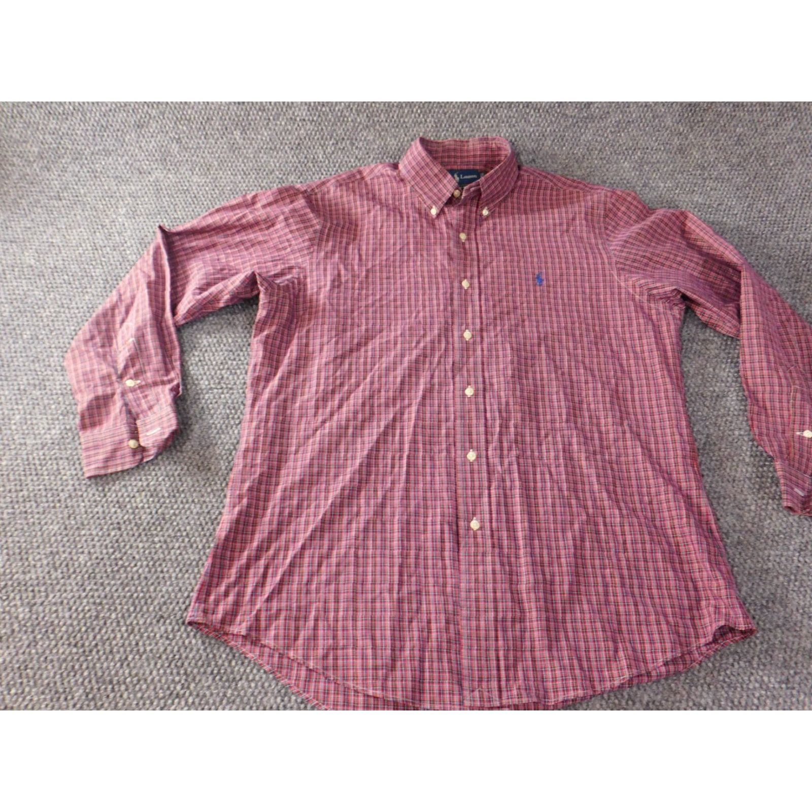 Ralph Lauren Ralph Lauren Mens Shirt Long Sleeve Red Plaid Button Up Custom Fit Pony Logo Size US L / EU 52-54 / 3 - 3 Thumbnail