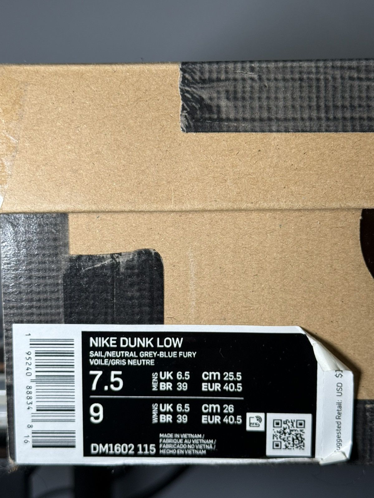 Nike × Off-White Nike Dunk Low Off-White Lot 02 Sail Neutral Grey Blue Size US 7.5 / EU 40-41 - 7 Thumbnail