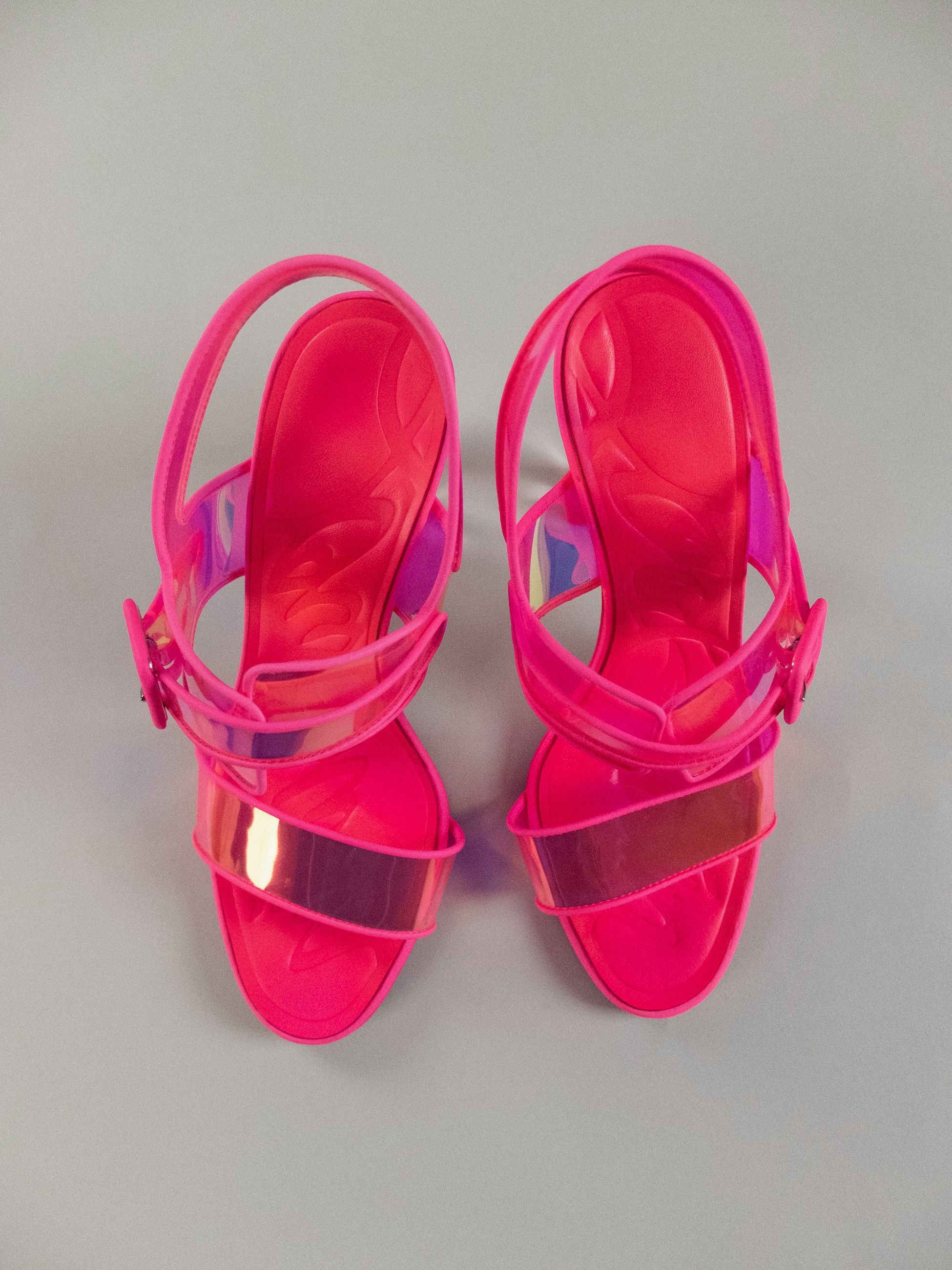 Christian Louboutin CHRISTIAN LOUBOUTIN Duniss 100 pink PVC leather trim sandals Size US 9.5 / IT 39.5 - 4 Thumbnail