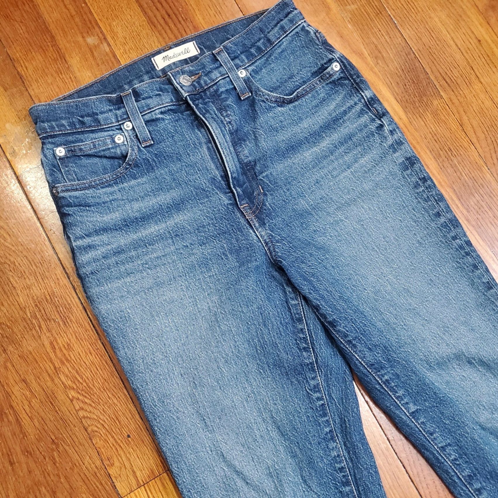 Madewell VINTAGE Madewell Jeans Womens 27 High Rise Straight Denim Blue 5-Pocket Design Slim Stretch Pockets Size 27" / US 4 / IT 40 - 6 Thumbnail