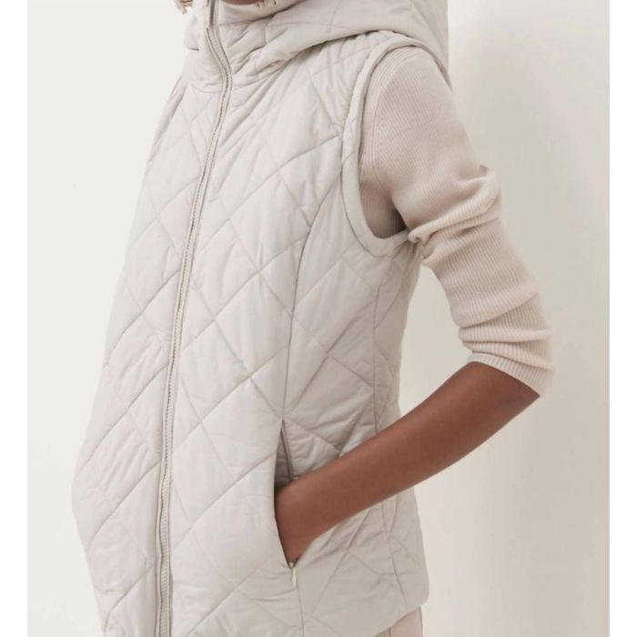 Designer MEIMEIJ Maiorca Hooded Quilted Jacket/vest In Beige Grailed