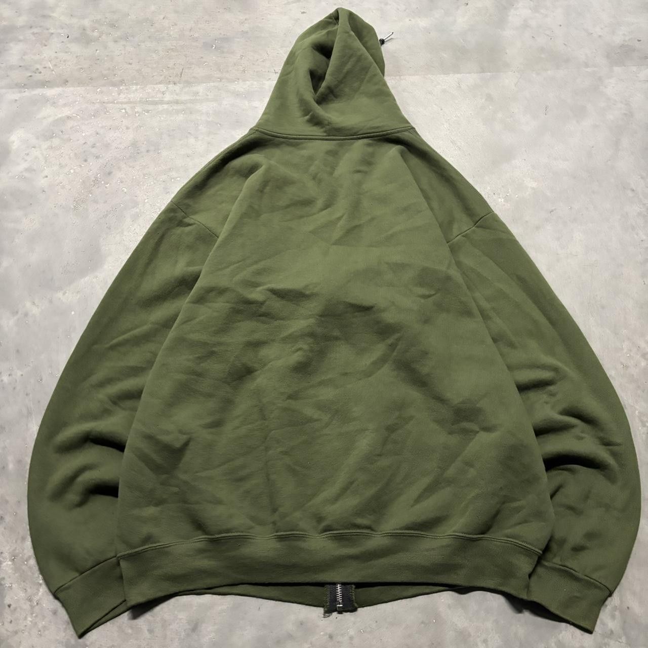 Japanese Brand × Vintage Crazy Vintage Y2K/2000s Moss Green Blank Earth Tone Essential Zip Up Hoodie! Size US XL / EU 56 / 4 - 7 Thumbnail