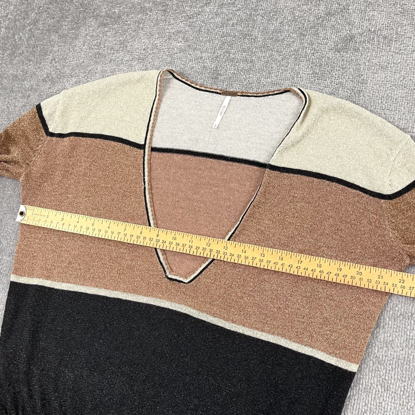 Free People Free People Sweater Womens Medium Gold Dust Linen Metallic Deep V-Neck Pullover Size M / US 6-8 / IT 42-44 - 4 Thumbnail