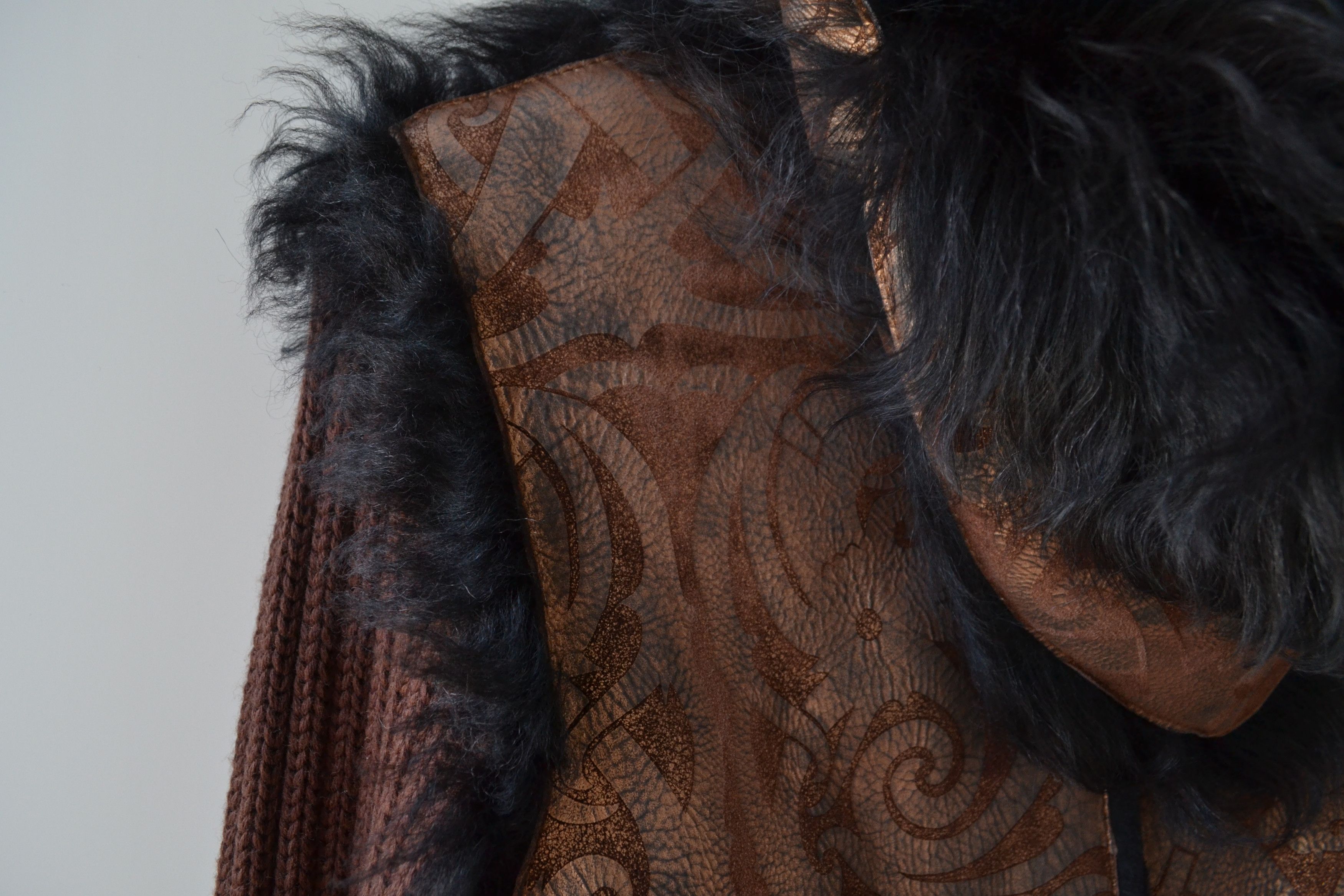 Roberto Cavalli 🔴 ROBERTO CAVALLI Leather Jacket Coat Shearling Wool Fur Size S / US 4 / IT 40 - 13 Thumbnail