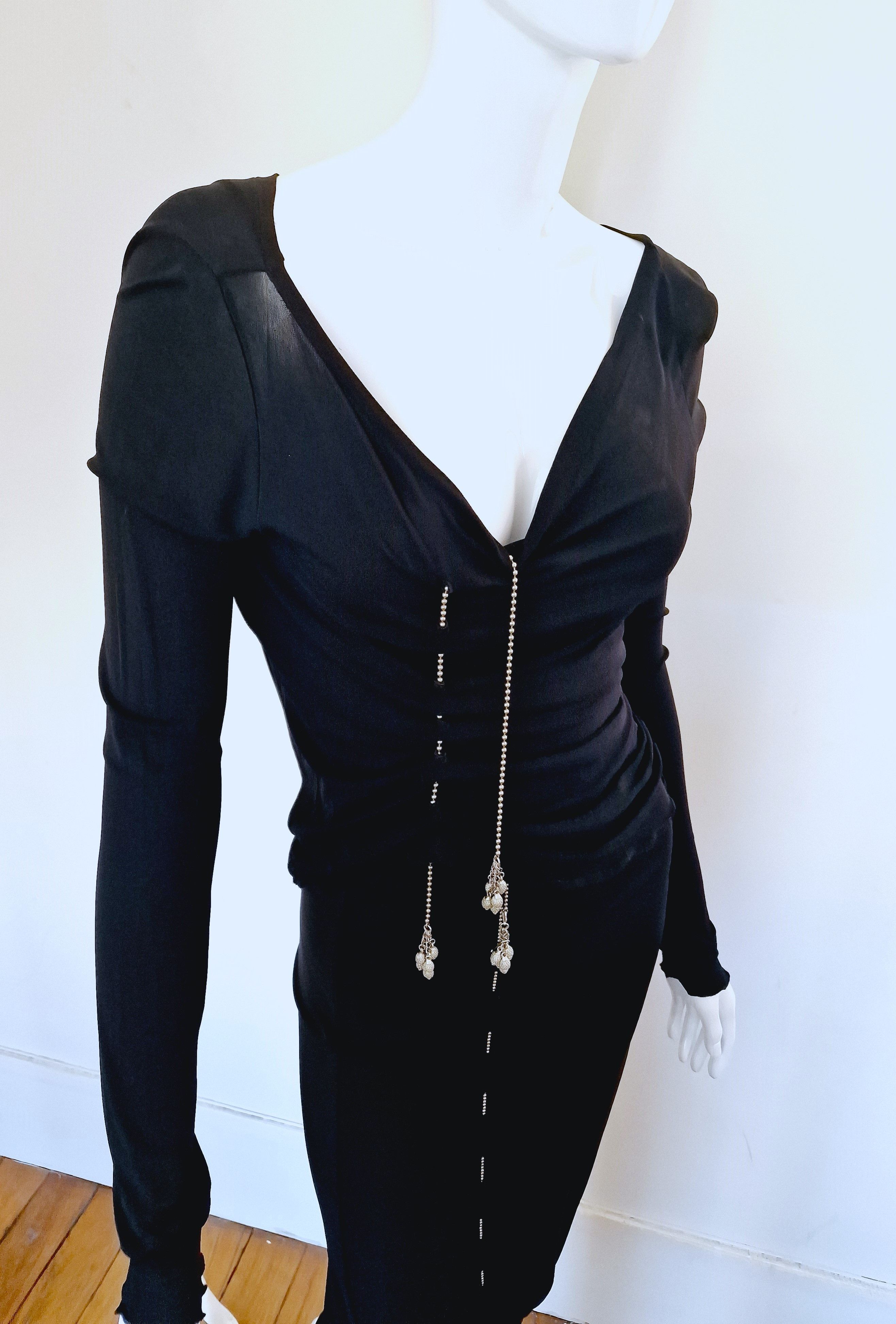 Jean Paul Gaultier Jean Paul Gaultier Silver Chain Lace Up Black Large Dress Size L / US 10 / IT 46 - 7 Thumbnail