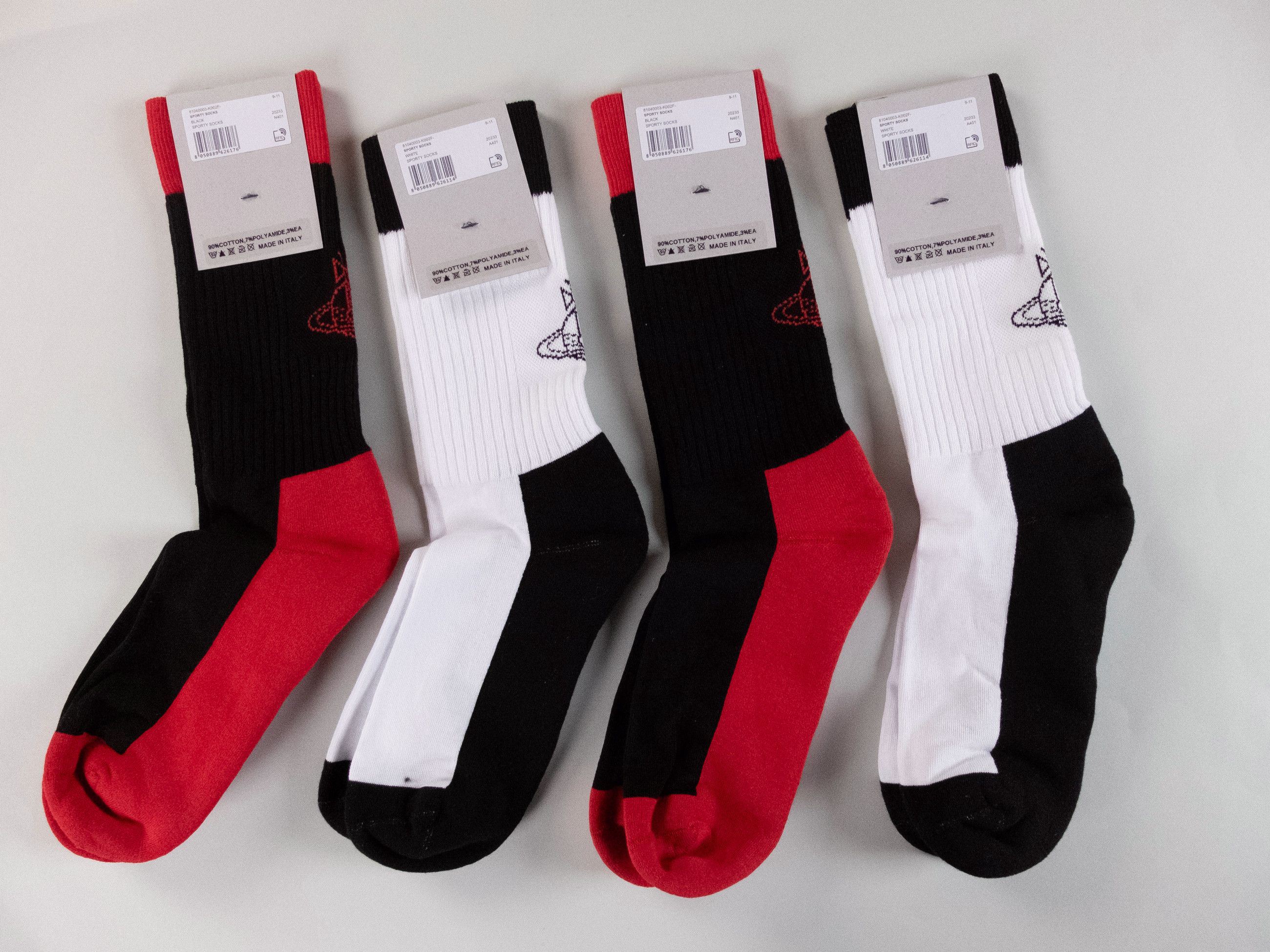 Vivienne Westwood 4 pairs VIVIENNE WESTWOOD white & black orb crew socks 9-11 Size ONE SIZE - 5 Thumbnail