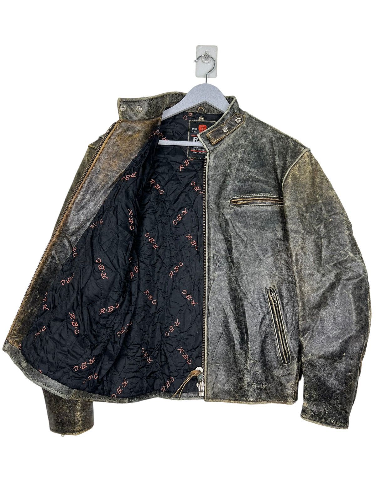 Japanese Brand 🔥 70s VINTAGE RBC LEATHER ROAD MASTER MOTO RIDER JACKET Size US L / EU 52-54 / 3 - 13 Thumbnail