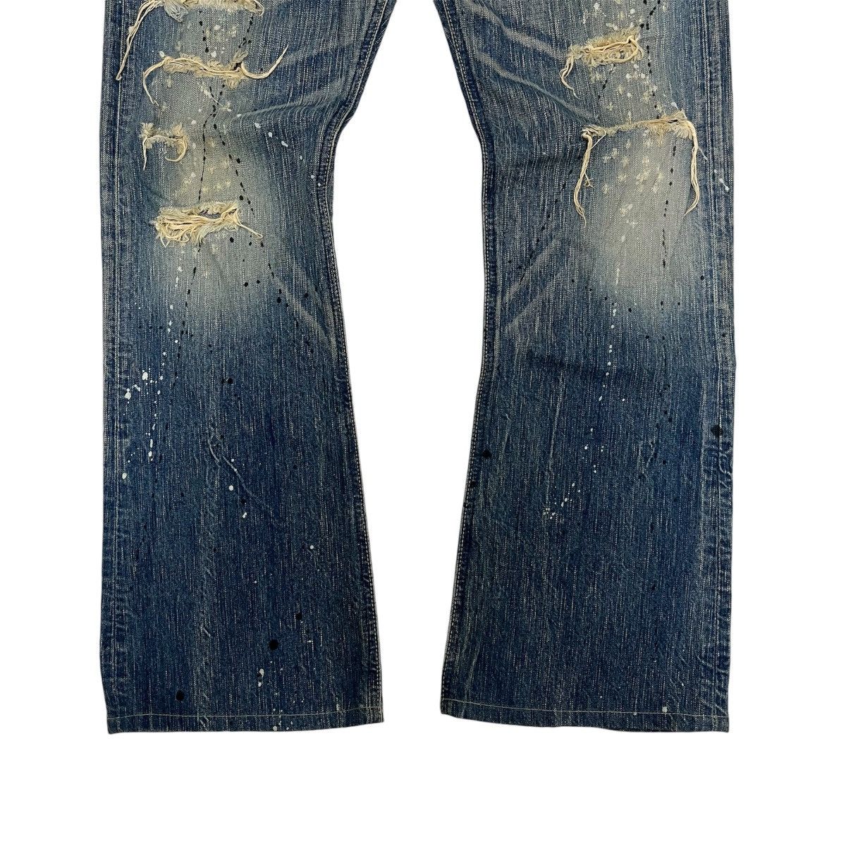 Kapital Flare Jeans Edwin Clawmark Distressed Painted Denim Boot Cut Size US 31 - 2 Thumbnail