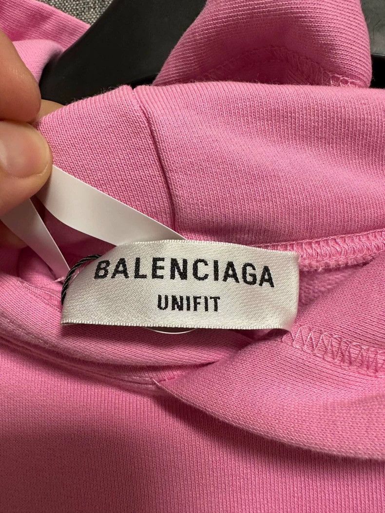 Balenciaga Balenciaga Geometric Pattern Pink Hoodie Sweatshirt Size L Size US L / EU 52-54 / 3 - 3 Thumbnail