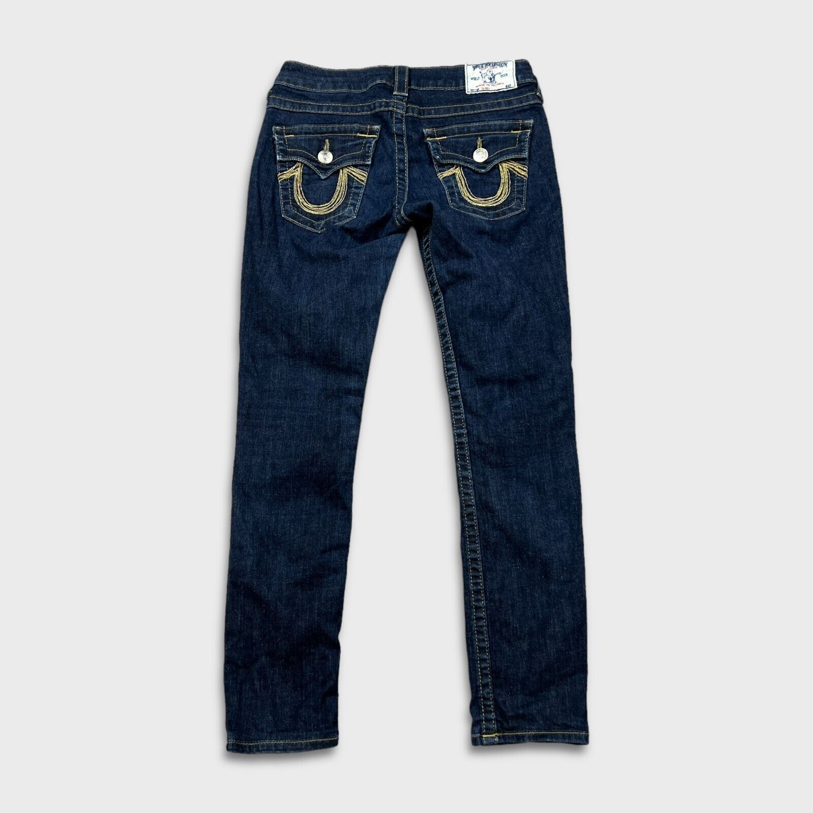 True Religion × Vintage True Religion Jeans 28x27 Blue World Tour Skinny Denim Pants Size 28" / US 6 / IT 42 - 4 Thumbnail