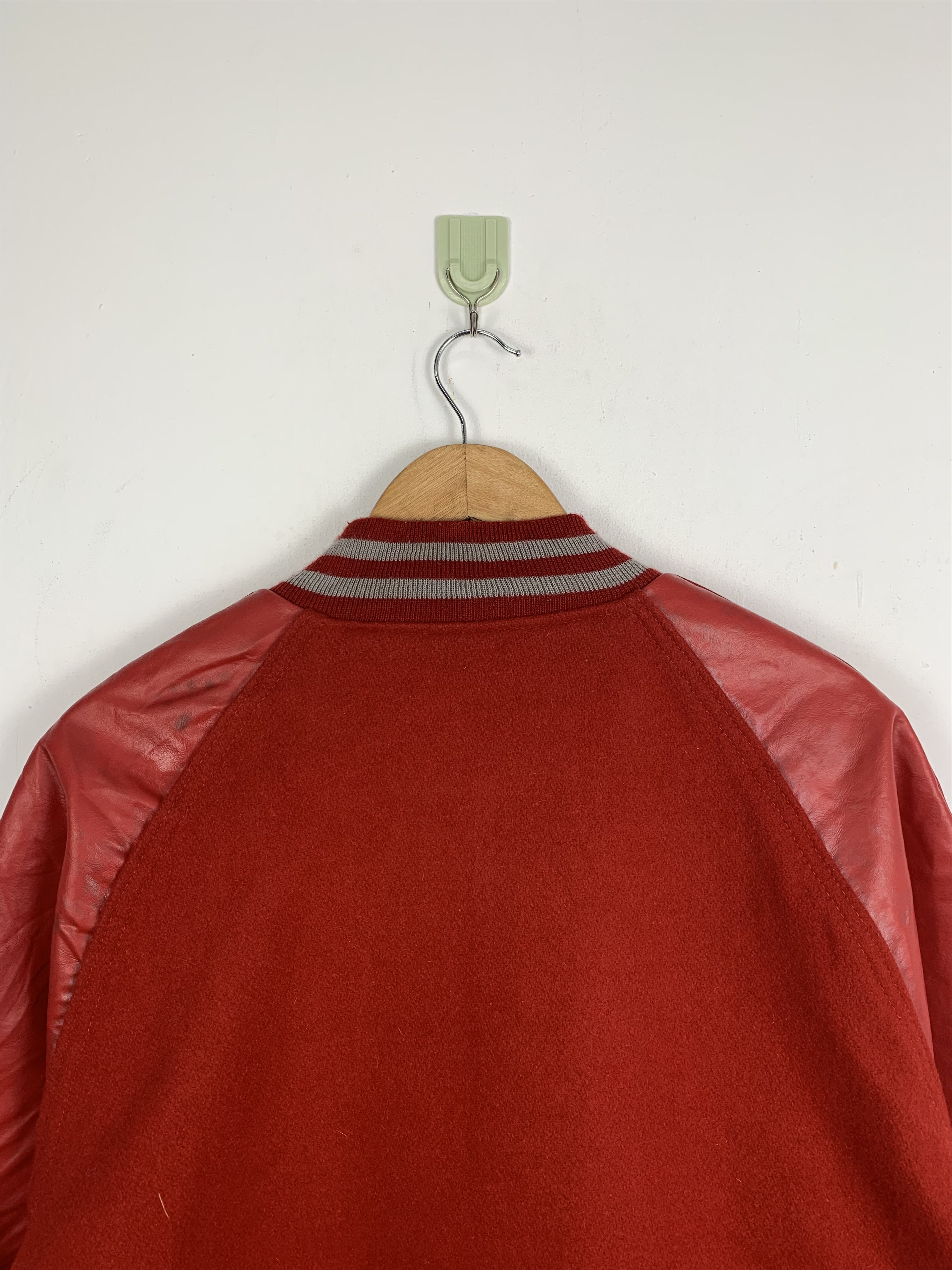 Holloway Vintage 80s Holloway Sleeve Leather Varsity Jacket Red V0504 Size US M / EU 48-50 / 2 - 4 Thumbnail