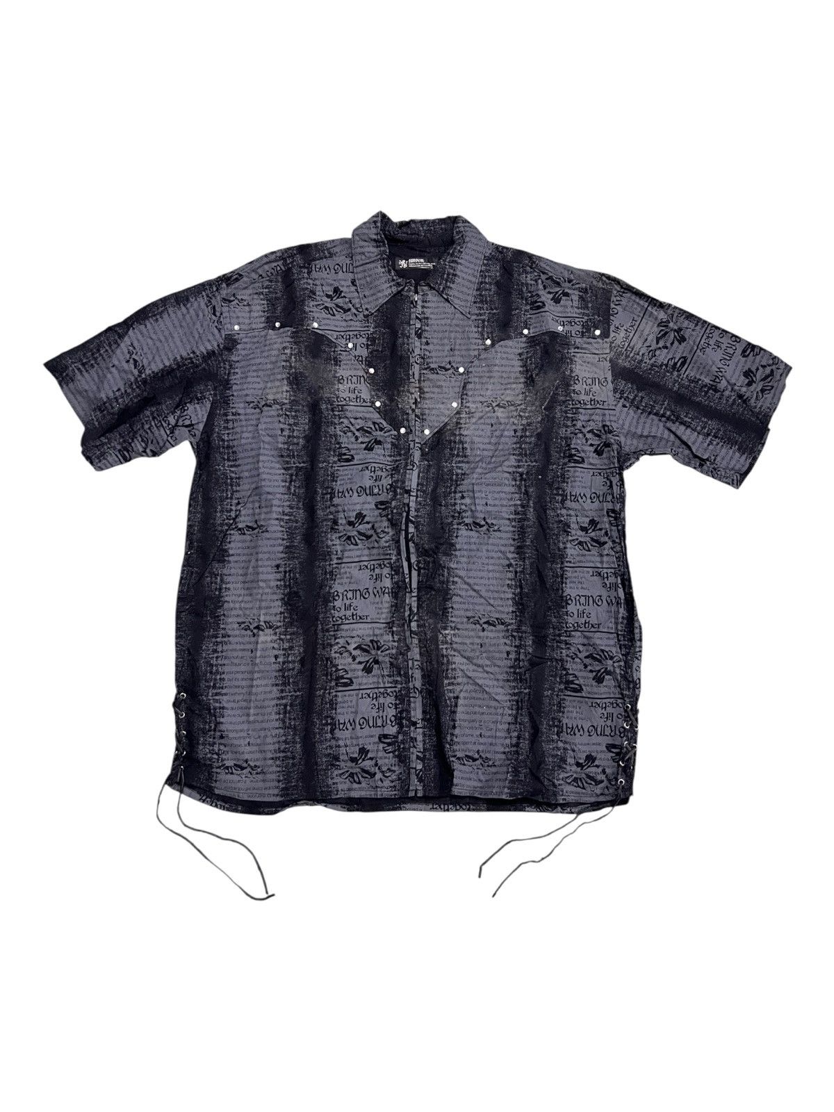 Yasuyuki Ishii Euroyal Newspaper Print Cyberpunk Fleur Hem Lace Zip Jacket Size US XL / EU 56 / 4 - 1 Thumbnail