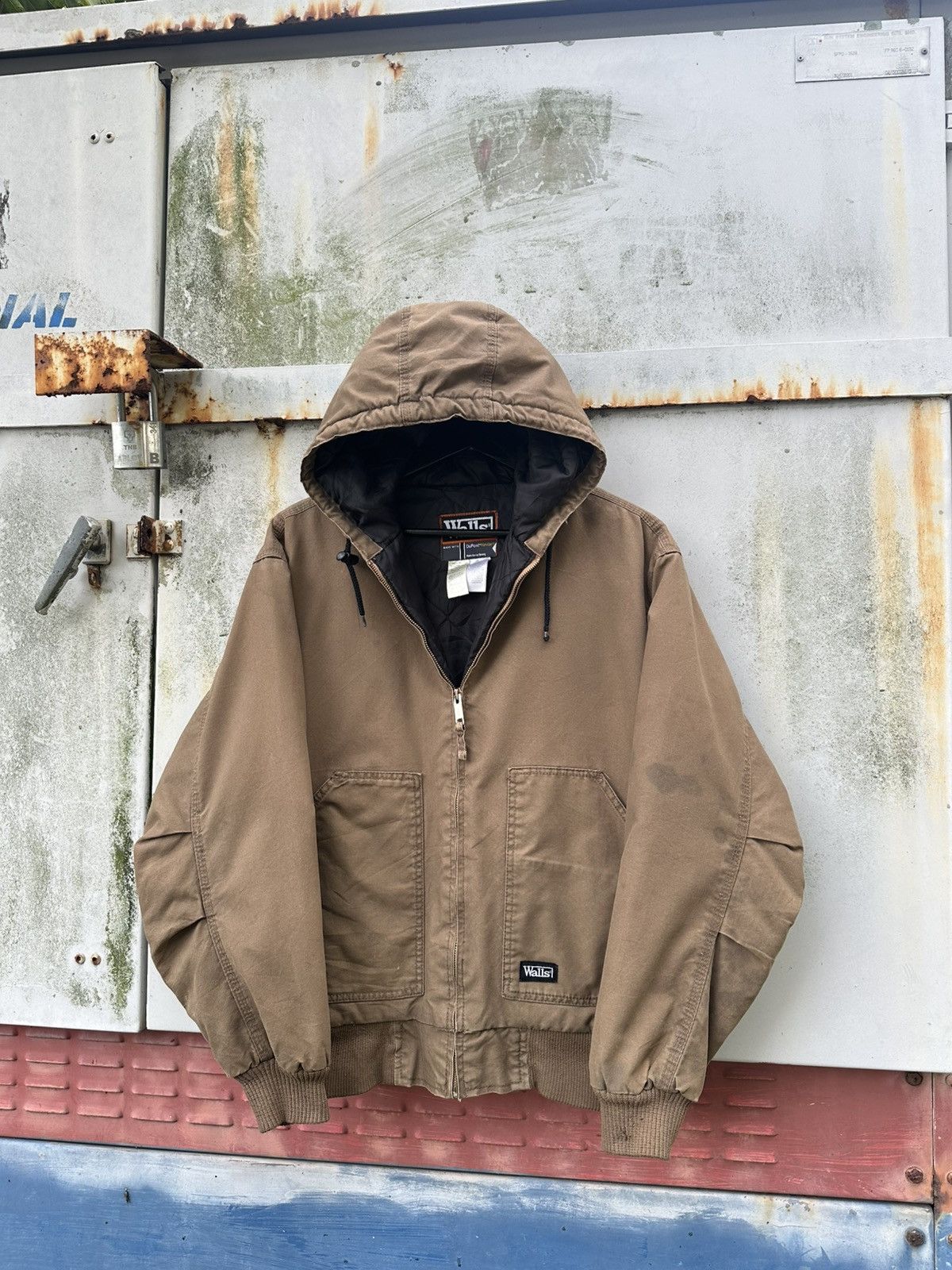 Vintage 👹Vintage Faded Walls Brown Hooded Bomber Jacket Size US M / EU 48-50 / 2 - 2 Thumbnail