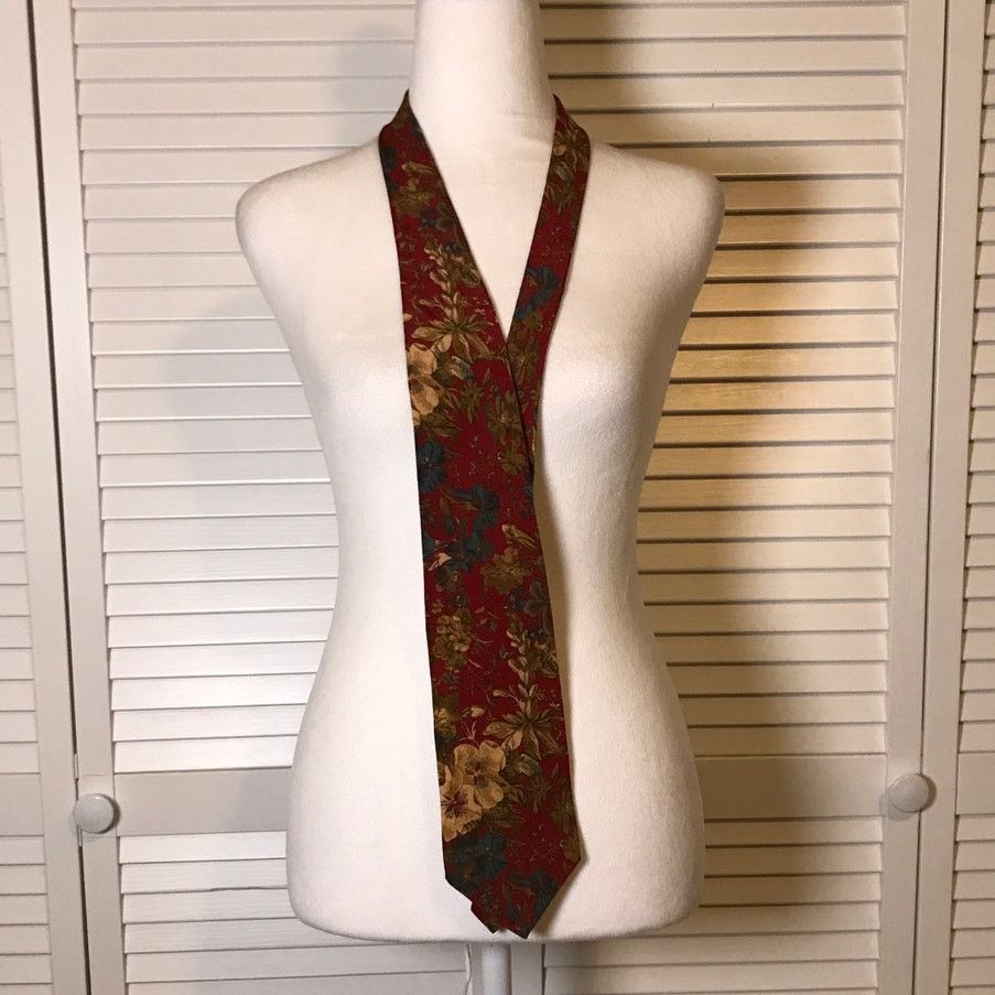 Other Cambridge Classic Mervyns Floral Silk Short Wide Necktie Size ONE SIZE - 2 Thumbnail