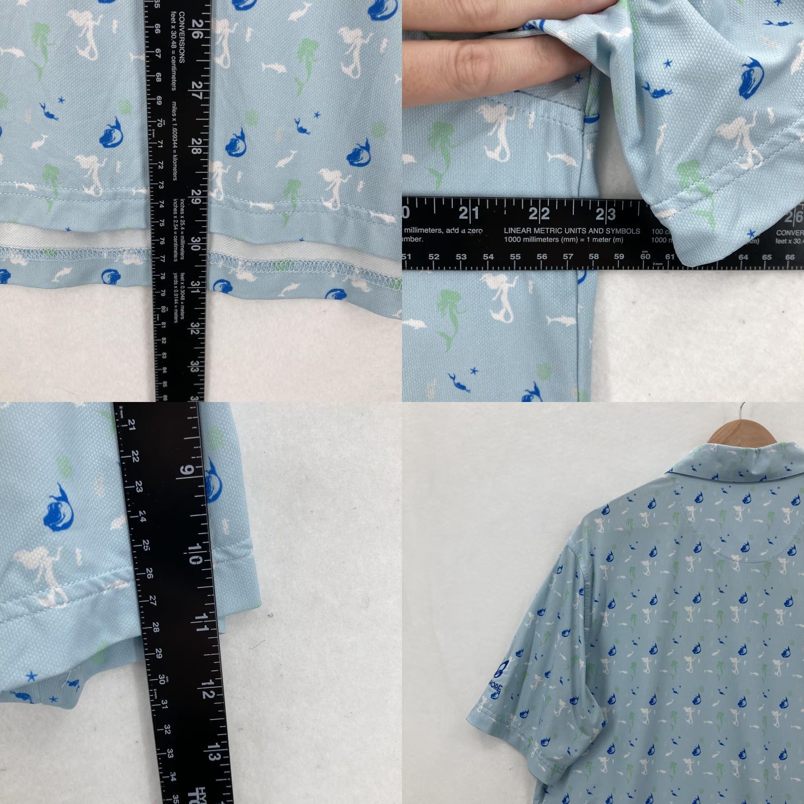 Vintage Straight Down Polo Shirt Mens L Blue Mermaid Print Golf Stretch Size US L / EU 52-54 / 3 - 8 Thumbnail