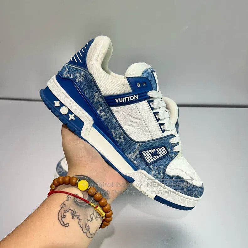 Mens Blue and White Denim Sneakers Size 7 Louis Vuitton Louis Vuitton Men main image 3