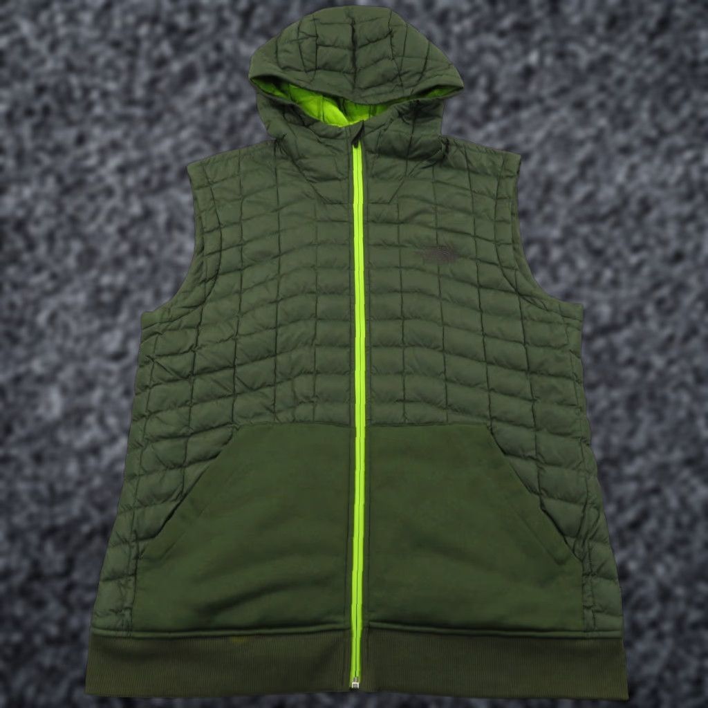 The North Face The North Face Vest Mens Large Thermoball Hooded Kilowatt Quilted Full Zip Lime Size US L / EU 52-54 / 3 - 1 Thumbnail
