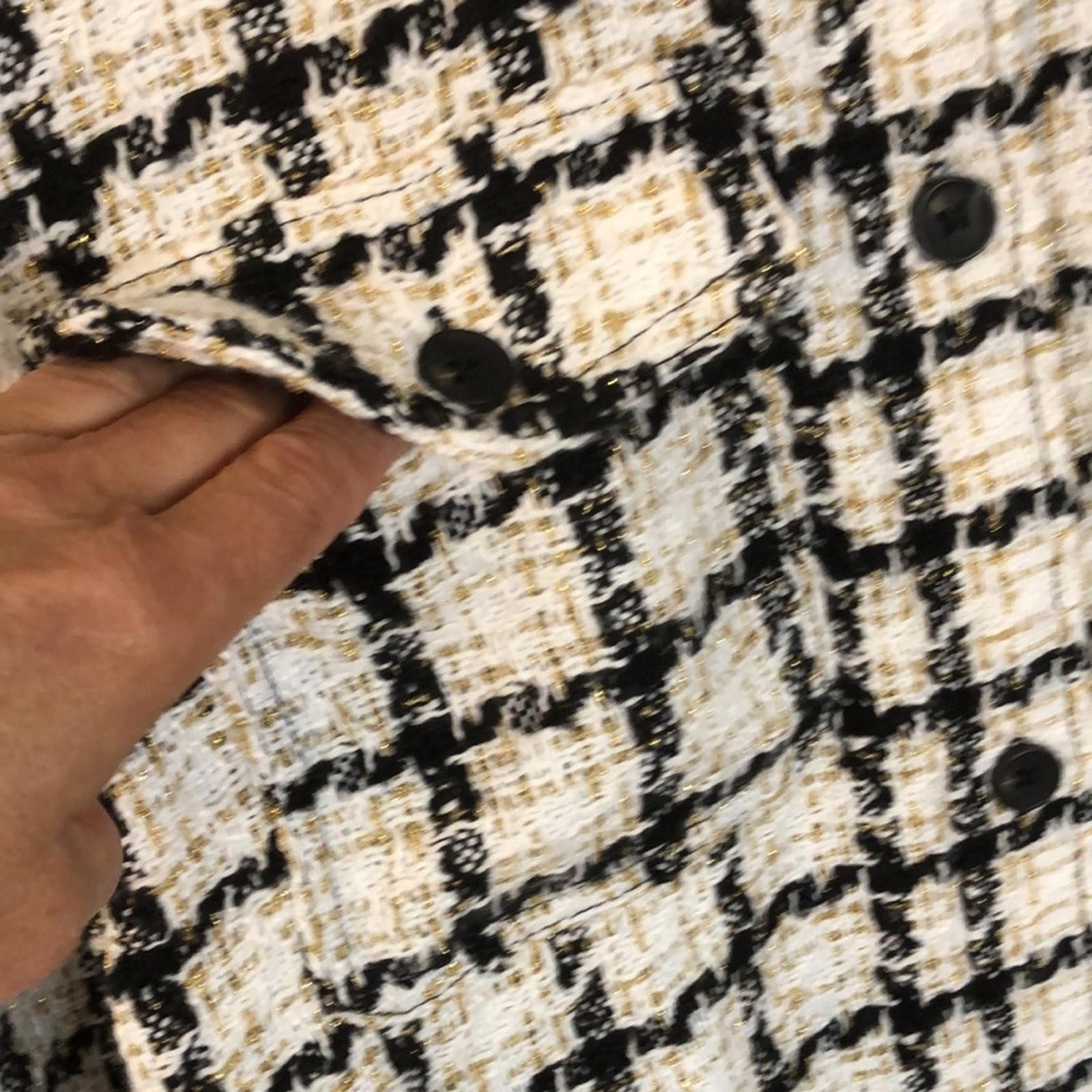 Bob Marley Marled Tweed coat Shacket Black Gold cream plaid SZ Medium Size M / US 6-8 / IT 42-44 - 4 Thumbnail
