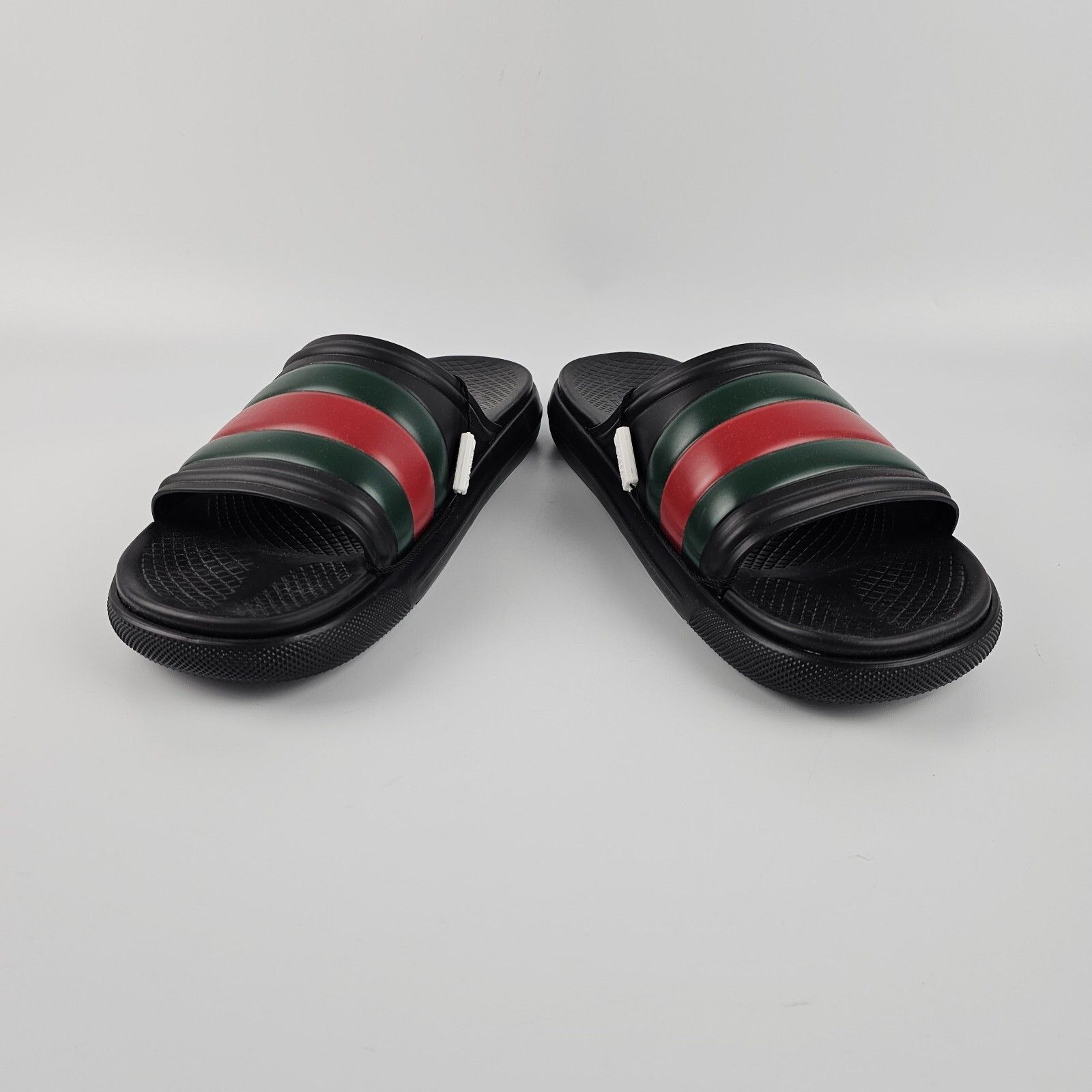 Gucci GUCCI Men's Black Rubber Web Slide Sandals New/Auth Size US 12.5 / EU 45-46 - 4 Thumbnail
