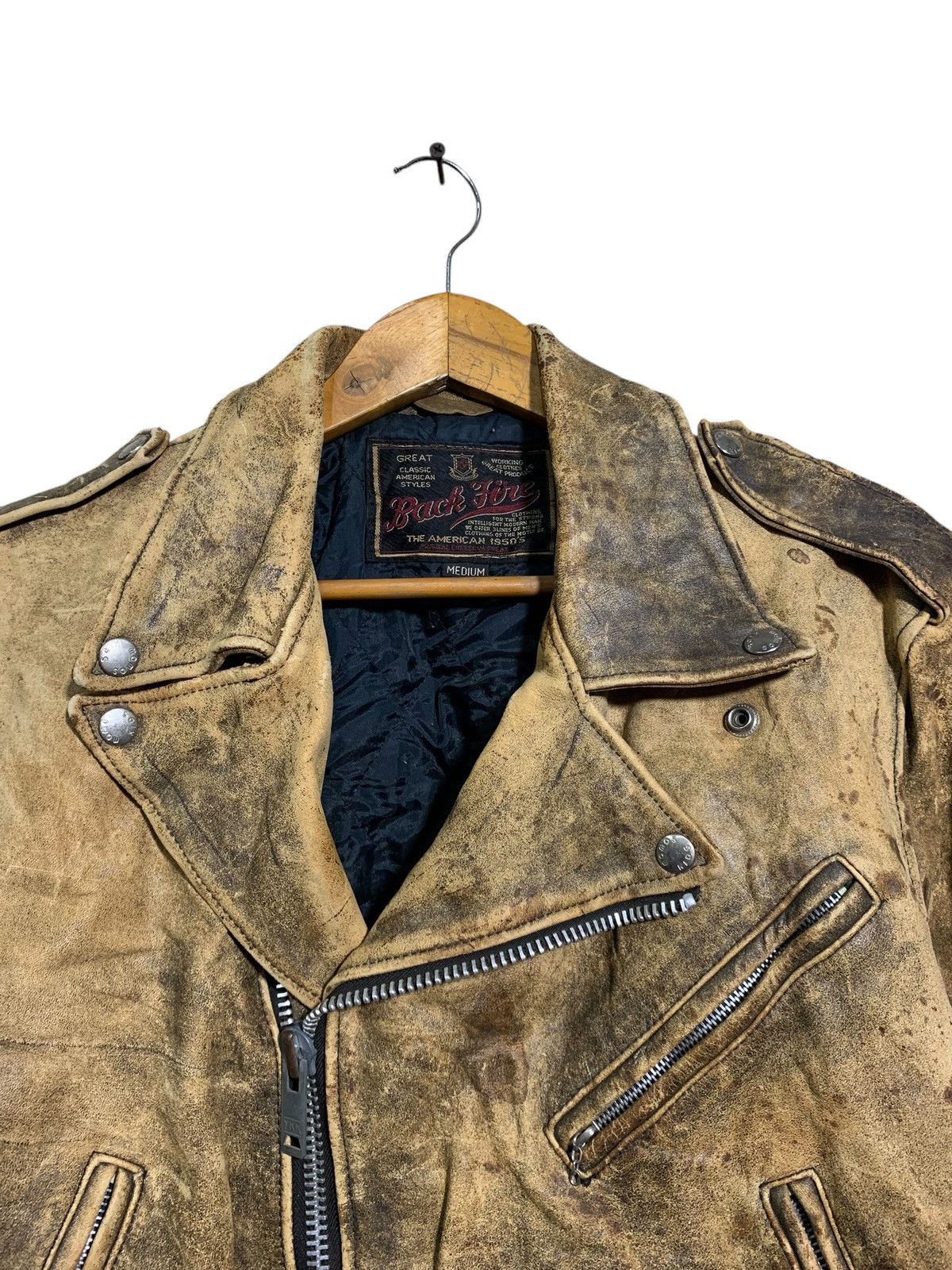 Genuine Leather 🔥BACK FIRE BIKERS LEATHER JACKETS Size US M / EU 48-50 / 2 - 4 Thumbnail