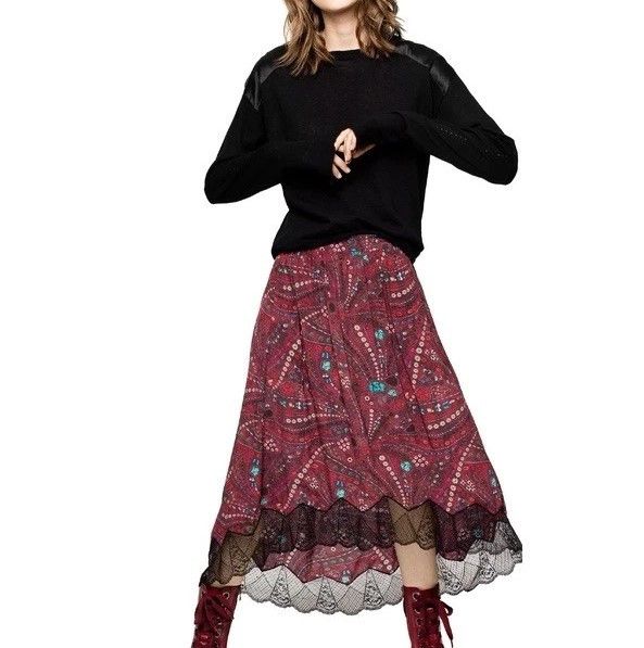 Zadig & Voltaire ZADIG & VOLTAIRE Joslin Psyche lace trim skirt. Size 40 Size 34" / US 12 / IT 48 - 2 Thumbnail